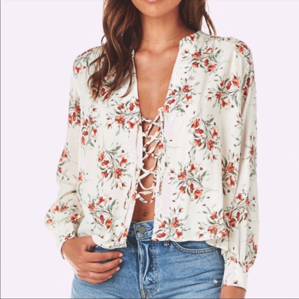 Flynn skye lace up blouse